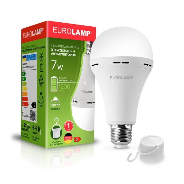 LED Лампа з акумулятором  А60-7W-E27-4000K, гарантія 1 рік. Акція при покупці 5шт +1 Безкоштовно 20800N фото