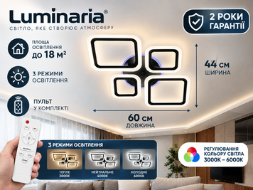 Светильник LED потолочный LUMINARIA OVAL RGB 60W 4S1R BLACK (с пультом) Площадь: до 18 м&sup2; LUMINARIA OVAL RGB 60W фото