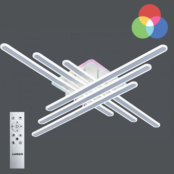 Светильник потолочный LED LUMINARIA AXIS CROSS RGB 210W 6L WHITE/CHROME (с пультом). Площадь: до 35 м&sup2; LUMINARIA AXIS CROSS фото