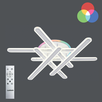 Светильник потолочный LED LUMINARIA AXIS CROSS RGB 130W 6L WHITE/CHROME (с пультом). Площадь: до 25 м&sup2; LUMINARIA AXIS CROSS RGB 130W фото