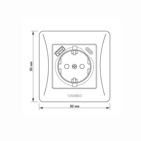 Розетка одинарна із заземленням з USB+USB-C біла VIDEX BINERA VF-BNSK1GUC-W фото