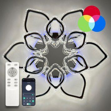 Лед люстра потолочная LUMINARIA AZALIA RGB 150W 12R CHROME/ICE (с пультом) AZALIA RGB 150W 12R CHROME/ICE  фото