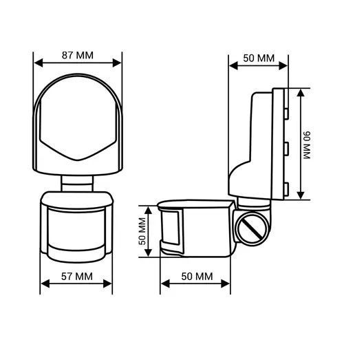 Инфракрасный датчик движения BIOM IRM-02B max 1200Вт 180&deg;, настенный,черный 18915 фото